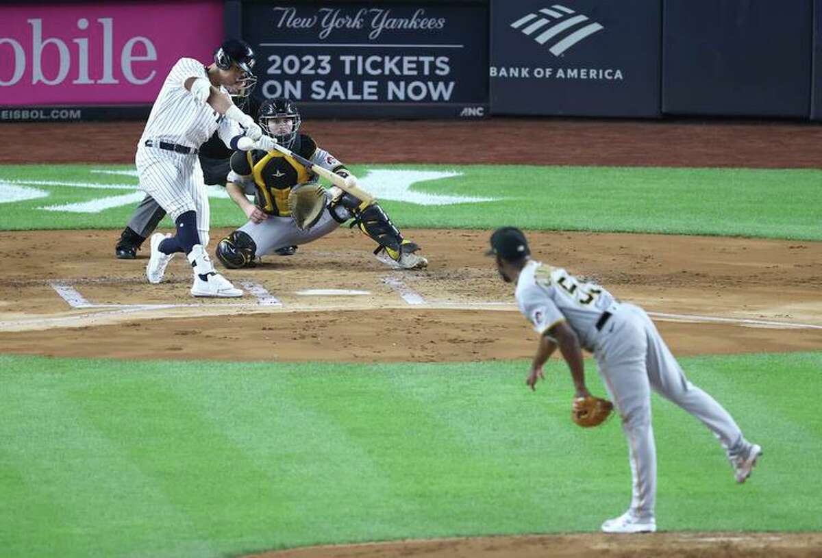 The Yankees’ Oswaldo Cabrera connects for a first-inning grand slam against the Pirates.