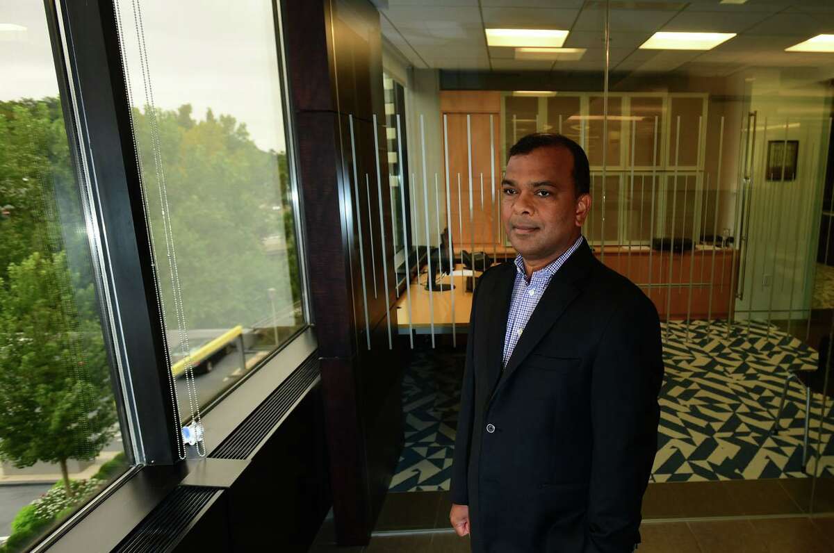 Criterion CEO Sunil Reddy at the company’s offices at 301 Merritt 7 Friday, September 18, 2021, in Norwalk. Criterion finished in the top 3 in Hearst Connecticut Media’s 2022 Top Workplaces contest after two straight years at No. 1.