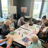 Ridgefield Station Senior Living Community residents recently engaged in an artist Jackson Pollock-inspired painting class.