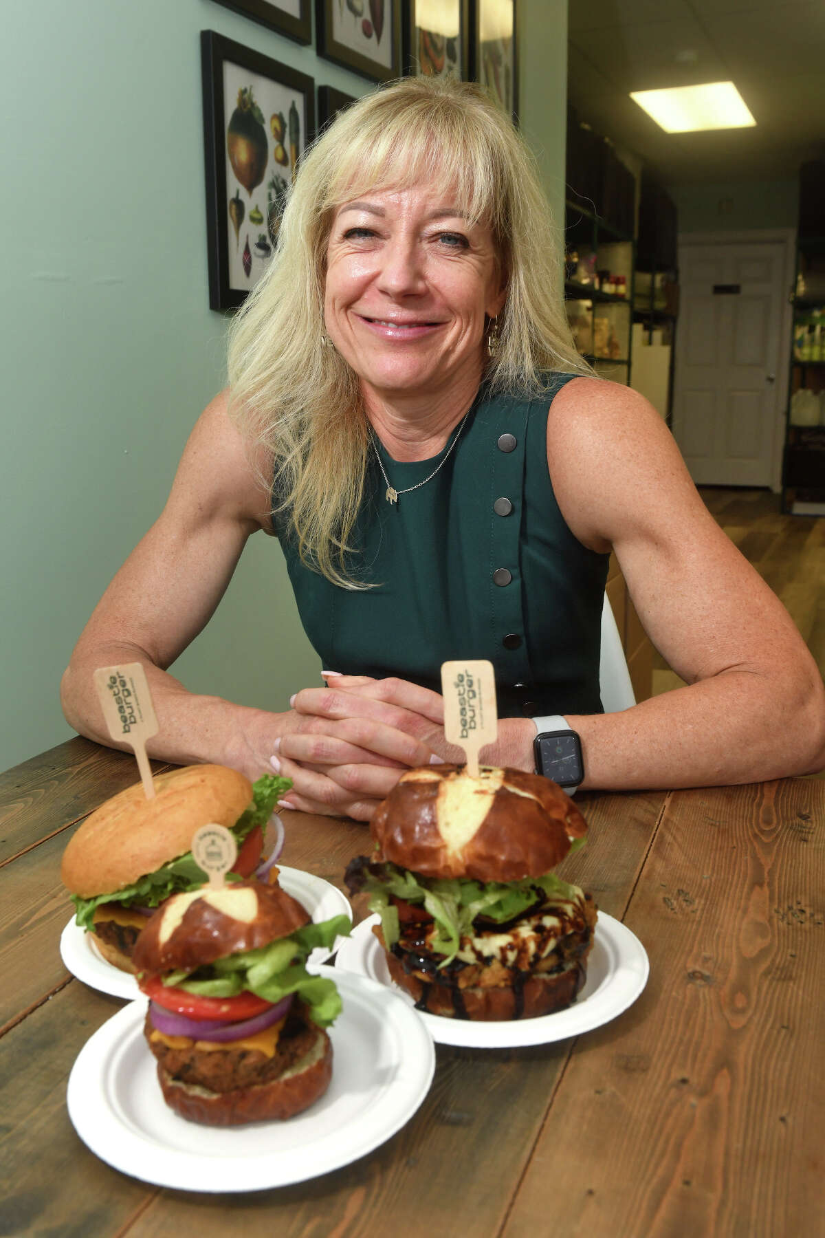 Owner Lisa Nicholas at Beastie Burger, in Shelton, Conn. Sept. 22, 2022.