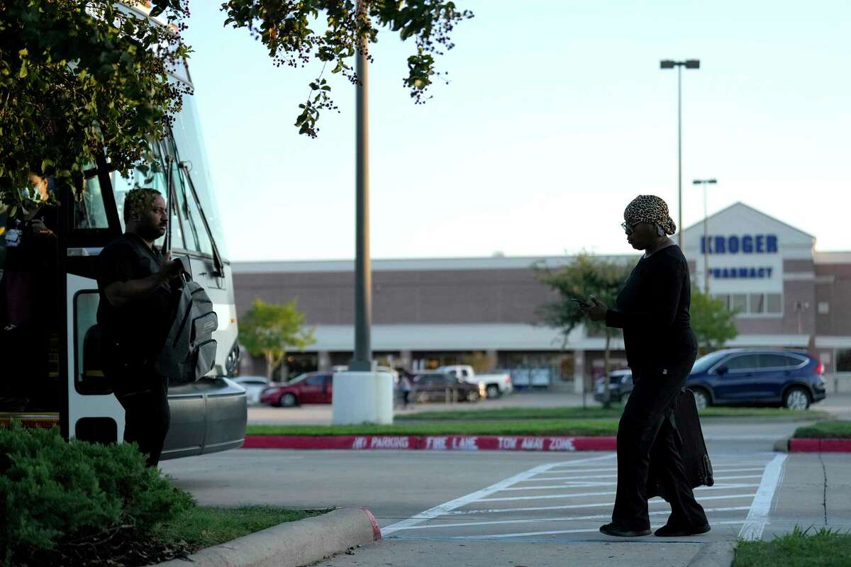 Metropolitan Transit Authority bus riders exit the bus at the Missouri City Park and Ride stop near the Fort Bend Tollway and Texas 6 on Wednesday, Sept. 21, 2022, in Missouri City.