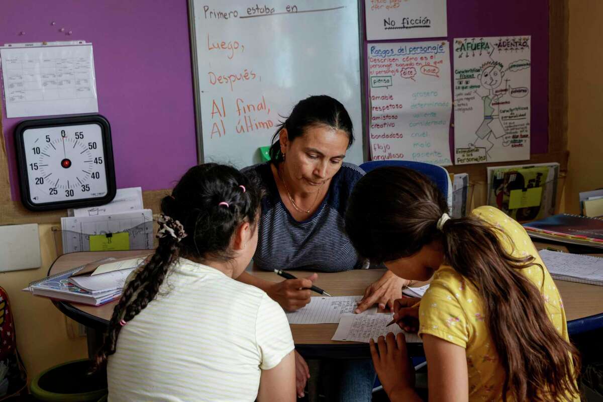 Third-grade Spanish bilingual Teacher Mali Pedroza-Chipman teaches her students at Cesar Chavez Elementary School in San Francisco, Calif. on Tuesday, Sept. 20, 2022. Almost a quarter of students in San Francisco Unified school district missed 18 or more school days in 2021-22, so far higher than the national average for chronic absence.