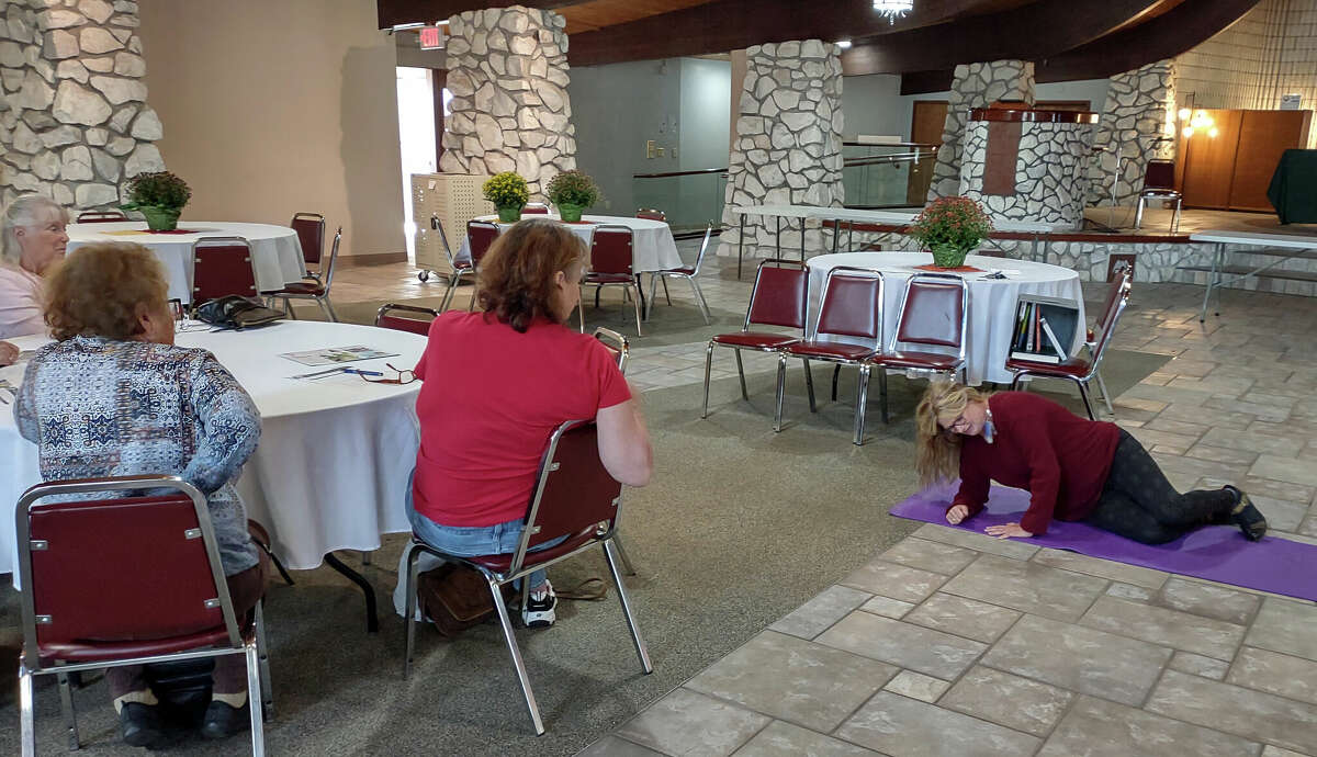 Last week was Falls Prevention Week. Wednesday, Colleen Gancarz from Munson's physical therapy department stopped by the senior center to share strategies to avoid falls, and showed participants different ways to get up if they should fall. 