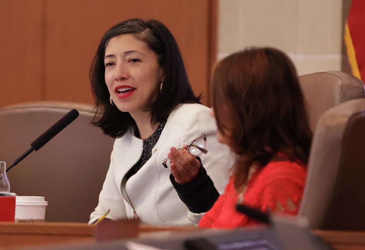 District 7 Councilwoman Ana Sandoval speaks as City Council meets to discuss and vote on the city's new annual budget, totaling $3.4 billion, on Thursday, Sept. 15, 2022.