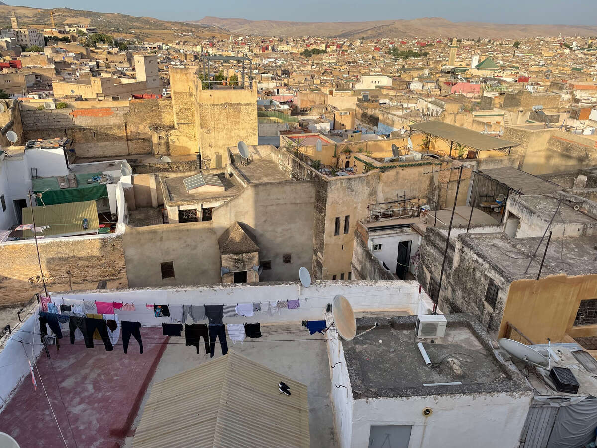 A view of Fez's medina from the rooftop terrace of the Dar Naima guesthouse.