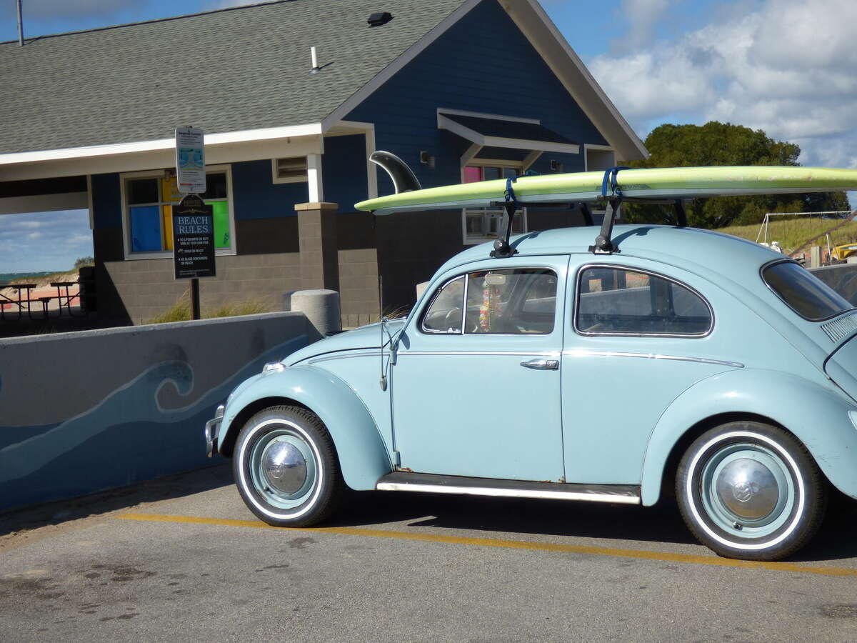 A classic Volkwagen Beetle parked at First Street Beach on Sept. 22.