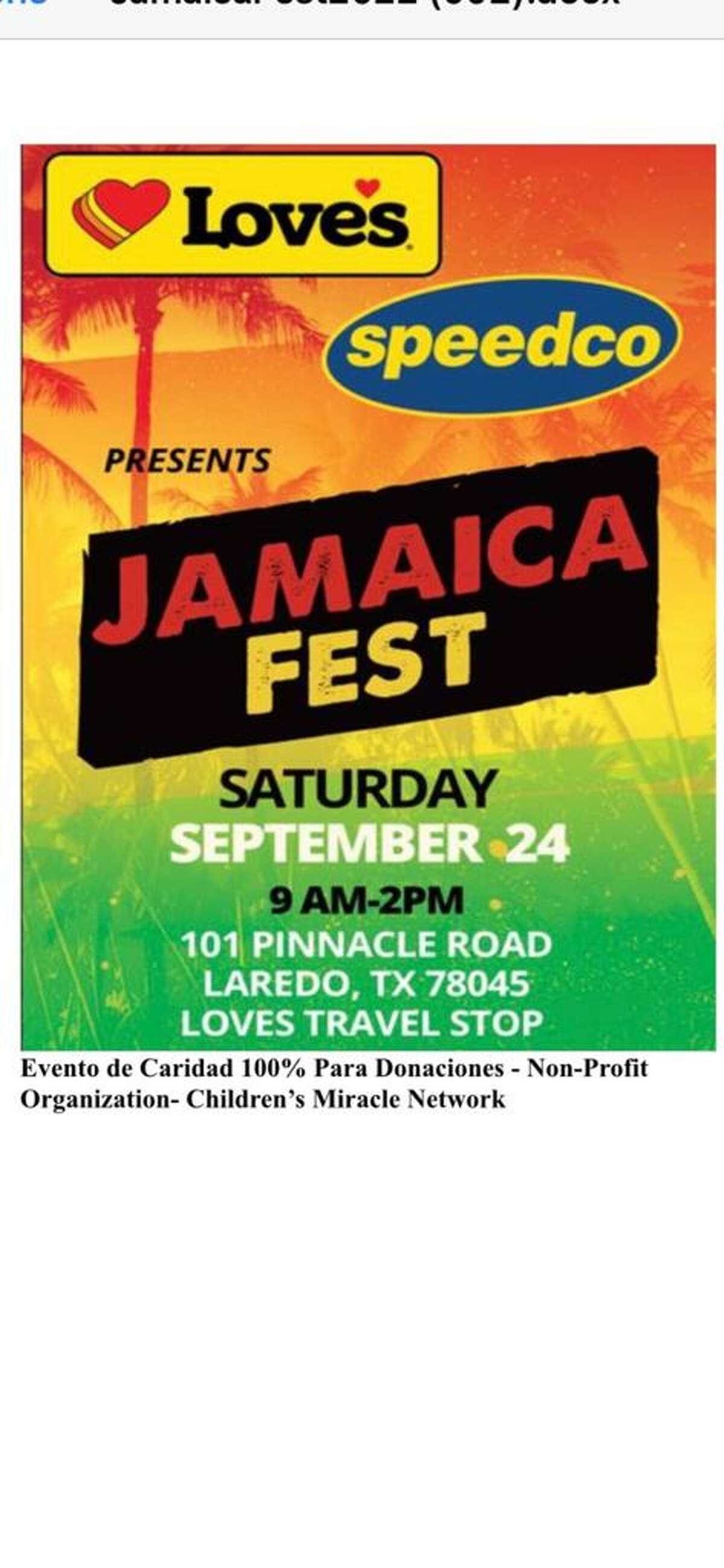 Love's Travel Stop will be holding a Jamaica Fest at 101 at Pinnacle Road to help raise fund for the Children's Miracle Network Hospitals Non-Profit Organization. Fall Family Pictures with be taken at the place. The campaign wraps up on September 30th with a raffle with several prizes.  