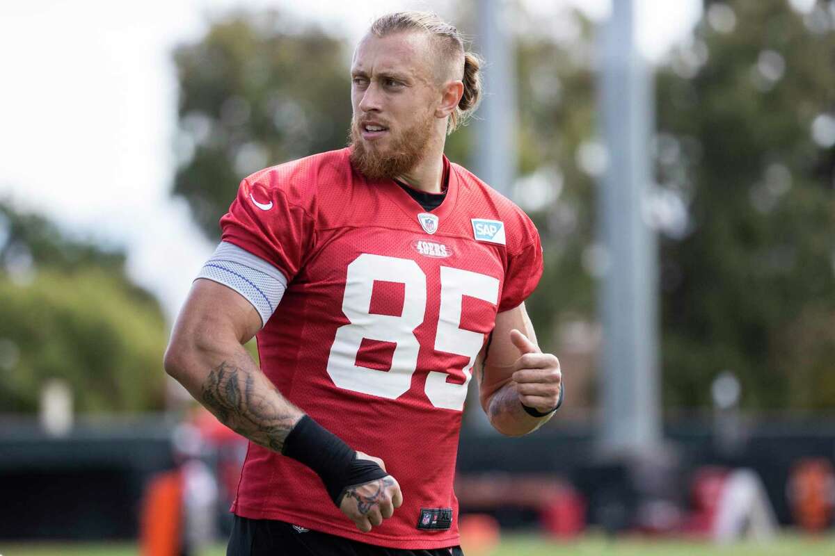 San Francisco 49ers tight end George Kittle is seen during NFL football training camp in Santa Clara, Calif. Friday, July 29, 2022.