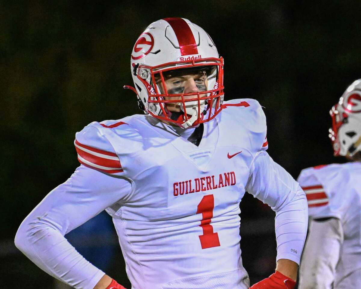 Guilderland senior Troy Berschwinger during a game against Saratoga at Saratoga High School on Friday, Sept. 23, 2022. (Jim Franco/Special to the Times Union)