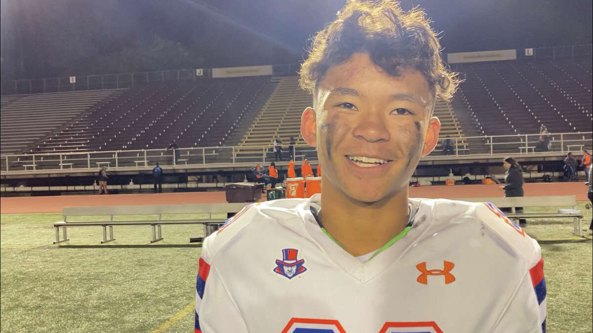 Danbury's Asher Jones recorded the first two touchdowns of his high school career, reigning in 20-yard and 38-yard touchdown passes from quarterback John Bardin,