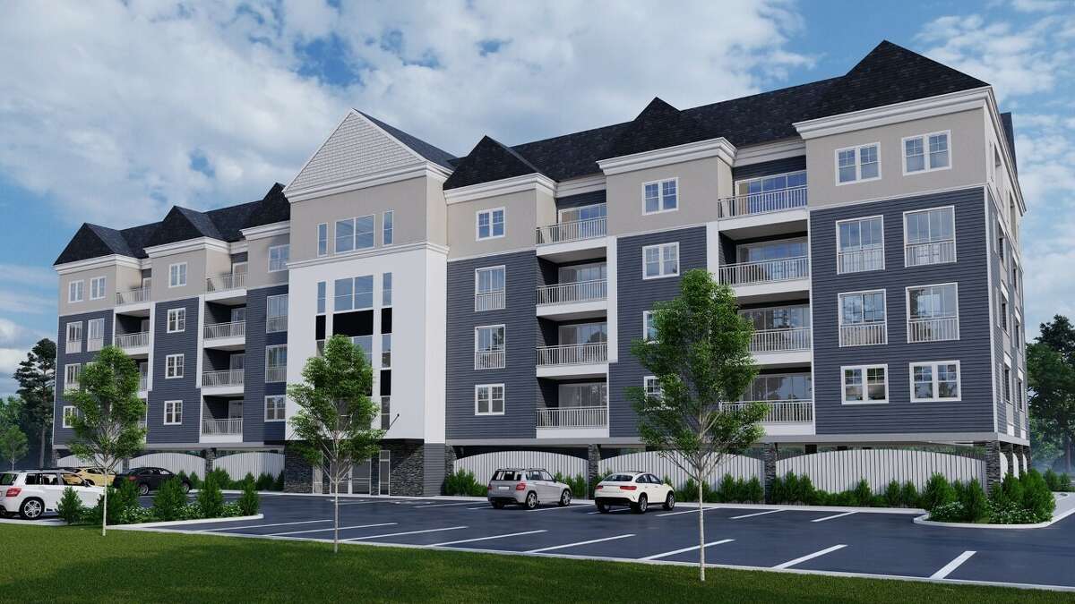 A rendering of the proposed 62-unit apartment building at the current Langanke's site on Bridgeport Ave. in Shelton.