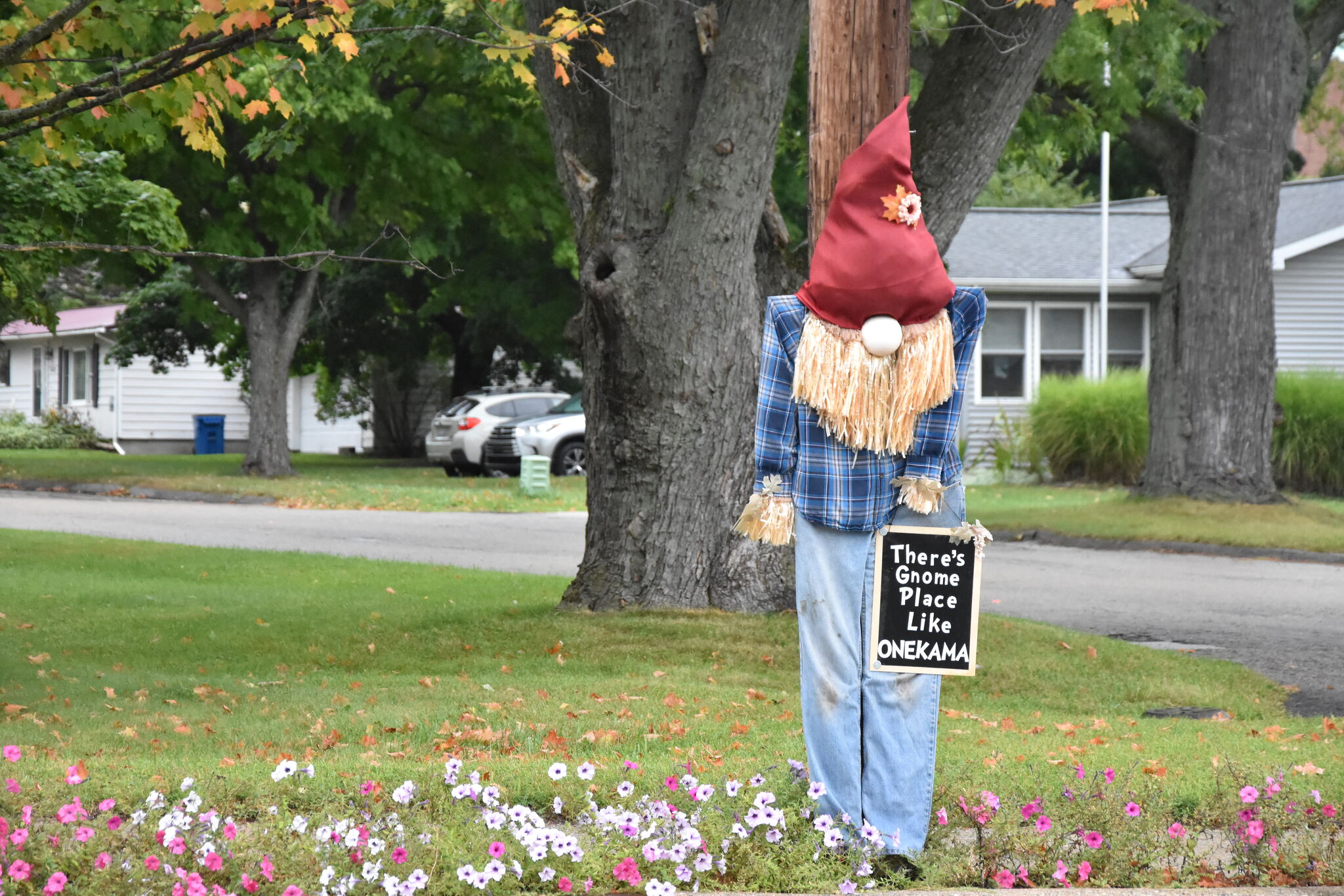 Peek at some of the scarecrows featured in Onekama's Fall Fest