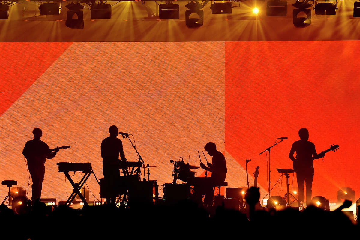 Caribou performs inside the Ship Tent at Portola Music Festival on Saturday.