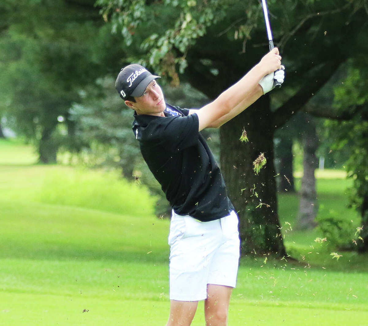 Marquette Catholic's Aidan O'Keefe, shown playing the the Hickory Stick Invite at Belk Park in August, shot 77 at Belk on Friday to win medalist honors in the inaugural Gateway Metro Conference Tournament.