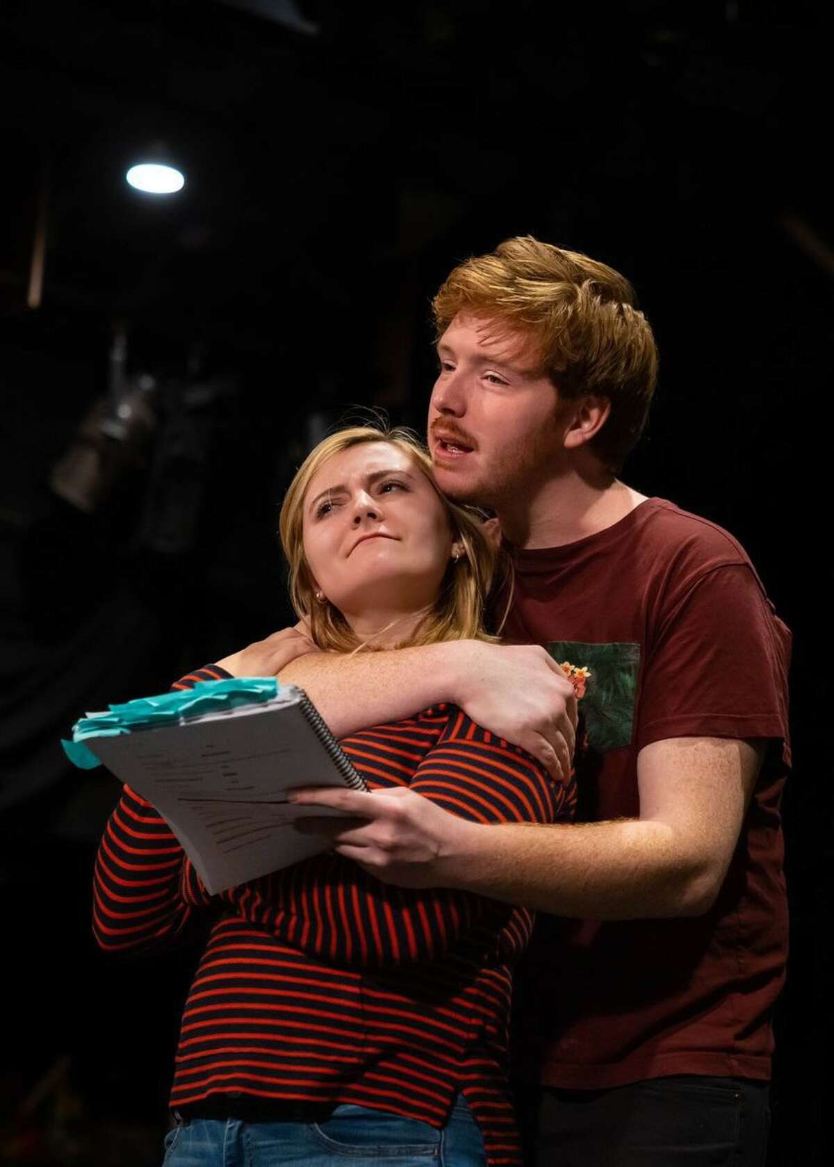 From left, Erin Shaughnessy and Sam Everett rehearse for the Sherman Playhouse's upcoming production of "Carrie: The Musical."