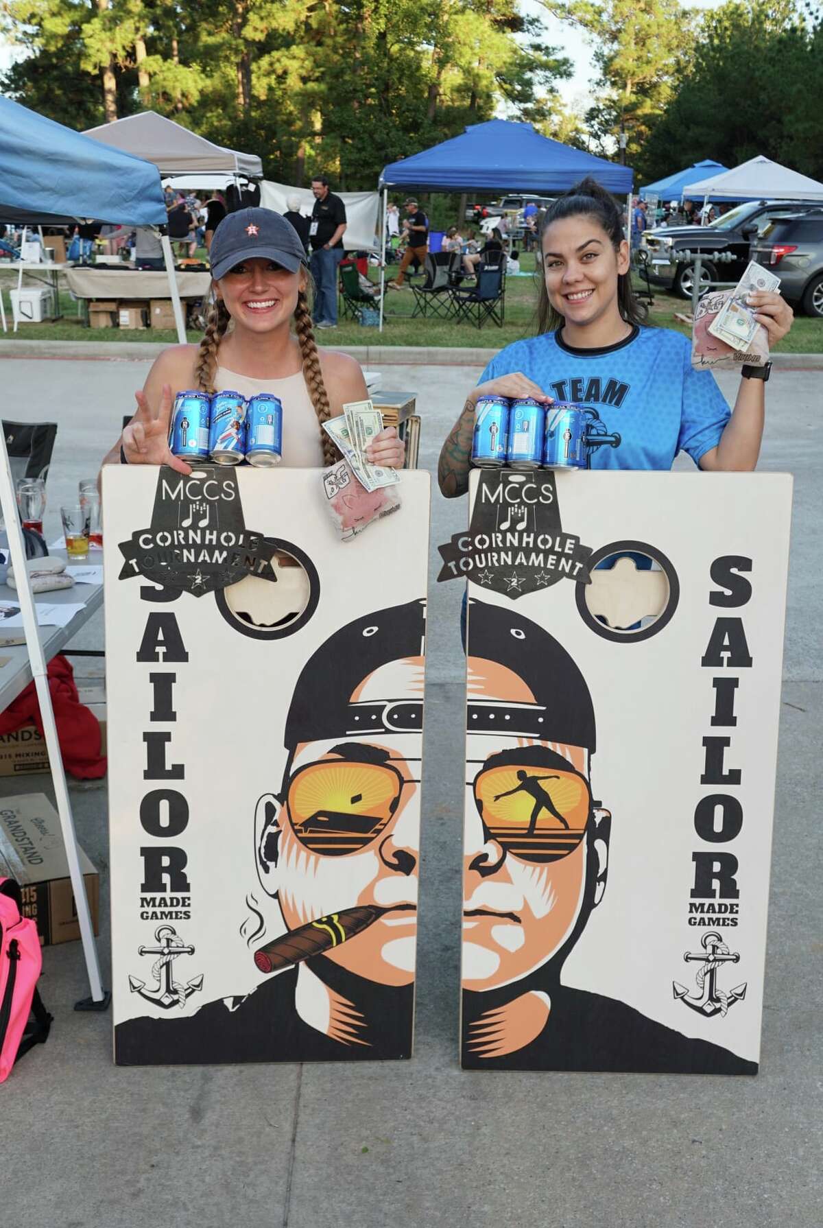 A group of winners from the ladies division of the Montgomery County Choral Society's debut cornhole tournament in 2021 are pictured. The 2nd annual event is set for Oct. 8 at Southern Star Brewing. 