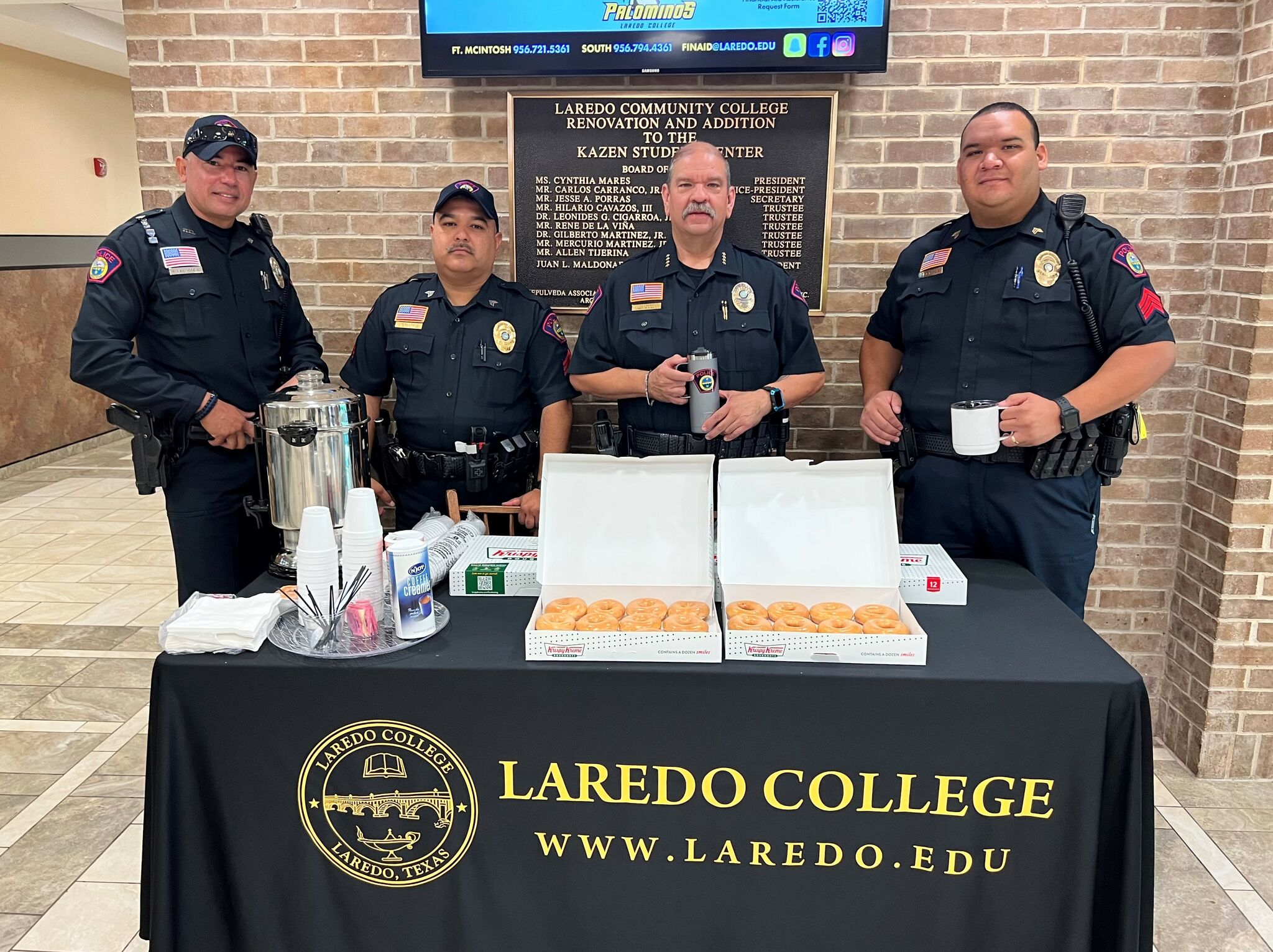 Laredo College students enjoy donuts and coffee with campus police