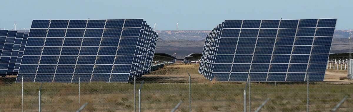 These are solar panels from the Alamo 6 Solar Farm in Pecos County, Texas, built by San Antonio-based OCI Solar Power.