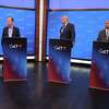 Gov. Ned Lamont, Republican Bob Stefanowski and Independent Party candidate Rob Hotaling take part in the NBC Connecticut gubernatorial debate Tuesday, Sept. 27, 2022 at the TV station's West Hartford studios.