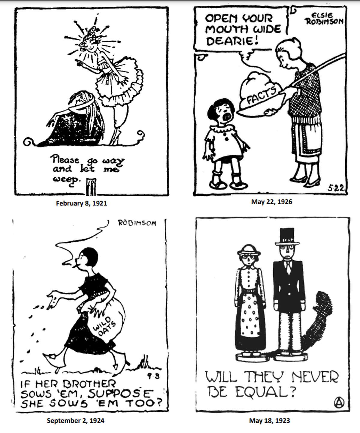 Elsie Robinson's self-drawn editorial cartoons.