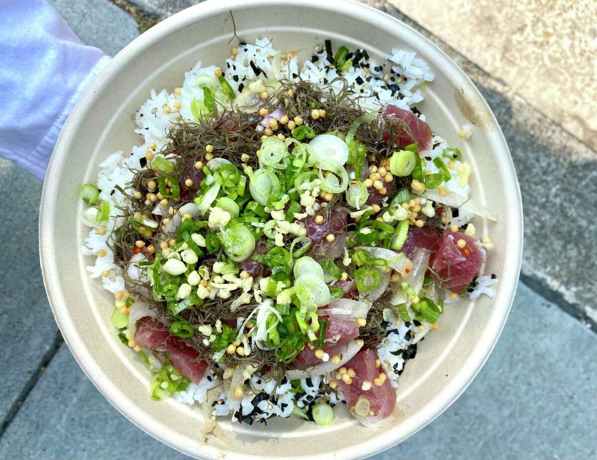 Hawaiian-style ahi poke bowl from Diamond Head, with Hawaiian seaweed, crushed kukui nuts, chile flakes and other toppings.