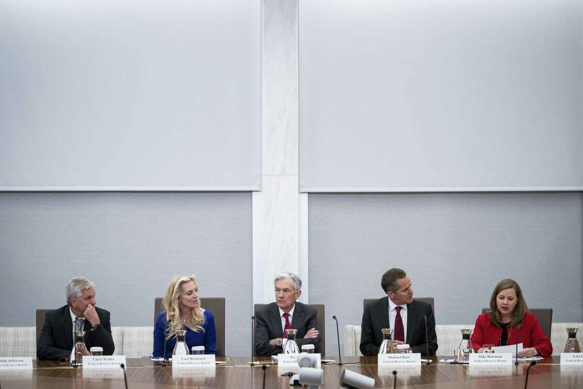 Pictured during a Fed Listens event on Sept. 23 in Washington, D.C., are, from left, Christopher Waller, governor of the U.S. Federal Reserve; Fed Vice Chair Lael Brainard; Fed Chairman Jerome Powell; Michael Barr, vice chair for supervision of the Board of Governors of the U.S. Federal Reserve; and Michelle Bowman, governor of the U.S. Federal Reserve. The Fed last week gave its clearest signal yet that it’s willing to tolerate a recession as a trade-off for regaining control of inflation.