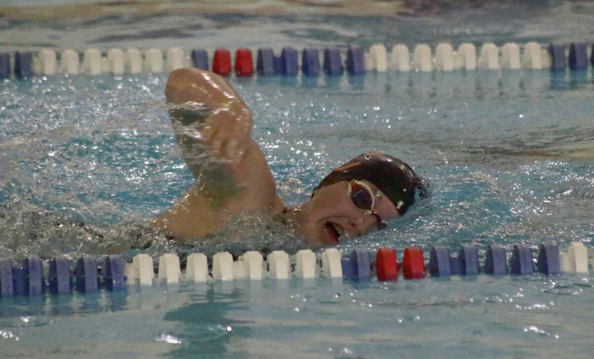 Parker LeVasseur finished with a first-place time of 5:33.83 in the 500-yard freestyle against Champaign Central on Tuesday at the Chuck Fruit Aquatic Center. 