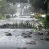 Debris litters a street in a neighborhood of St. Pete Beach as the winds from Hurricane Ian arrive on September 28, 2022 in St. Petersburg, Florida. Ian is hitting the area as a Category 4 hurricane. 