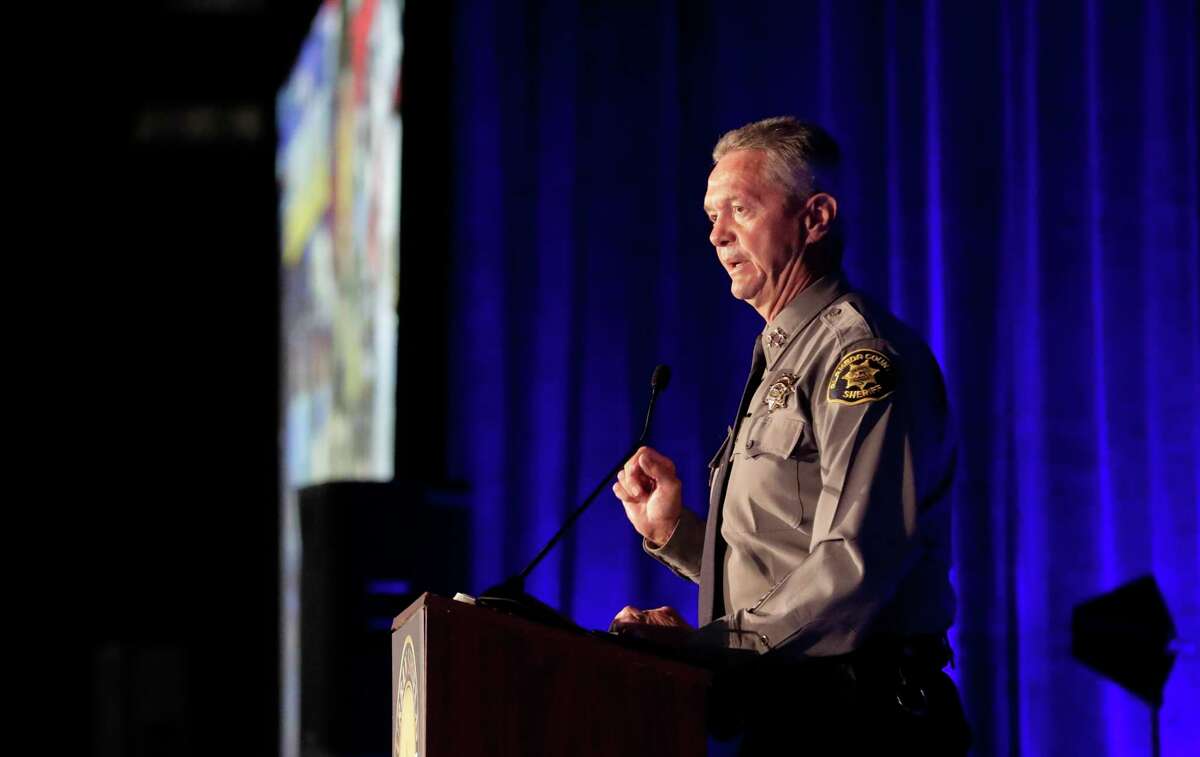 Alameda County Sheriff Gregory Ahern, photographed in 2017 at the county fairgrounds in Pleasanton, revealed last week that 47 sheriff’s employees were stripped of their arrest powers and firearms for failing psychological evaluations between 2016 and 2022.