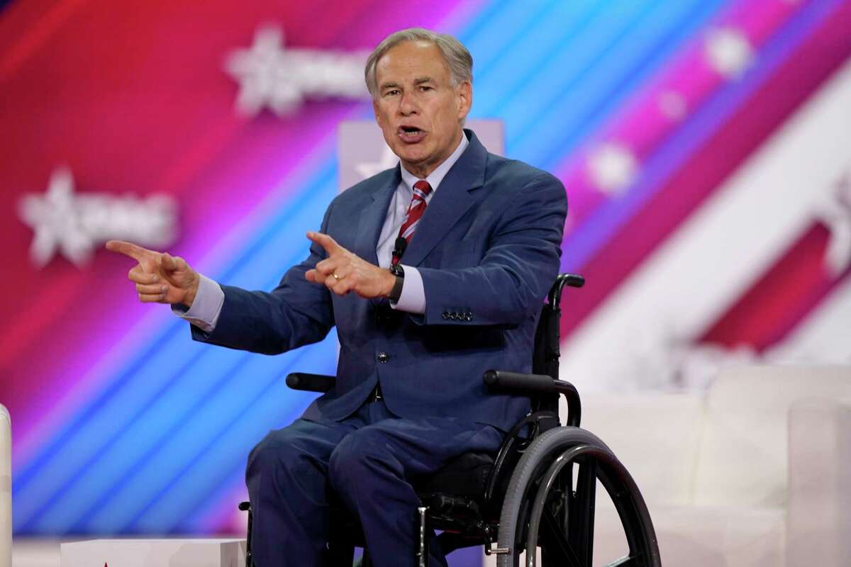 FILE - Texas Gov. Greg Abbott speaks at the Conservative Political Action Conference (CPAC) in Dallas, Aug. 4, 2022. Abbott is scheduled to hold a debate with Texas Democratic gubernatorial candidate Beto O'Rourke on Friday.