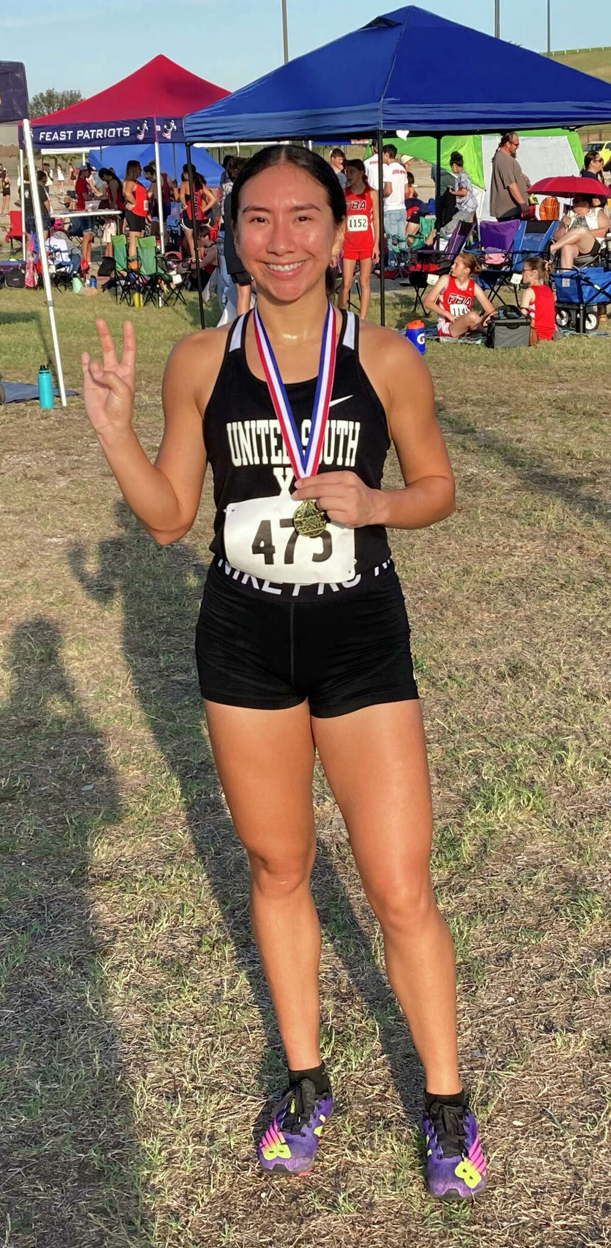 United South Senior Kailey Salazar pictured after breaking the United South High School 5K record on Sept. 24, 2022.