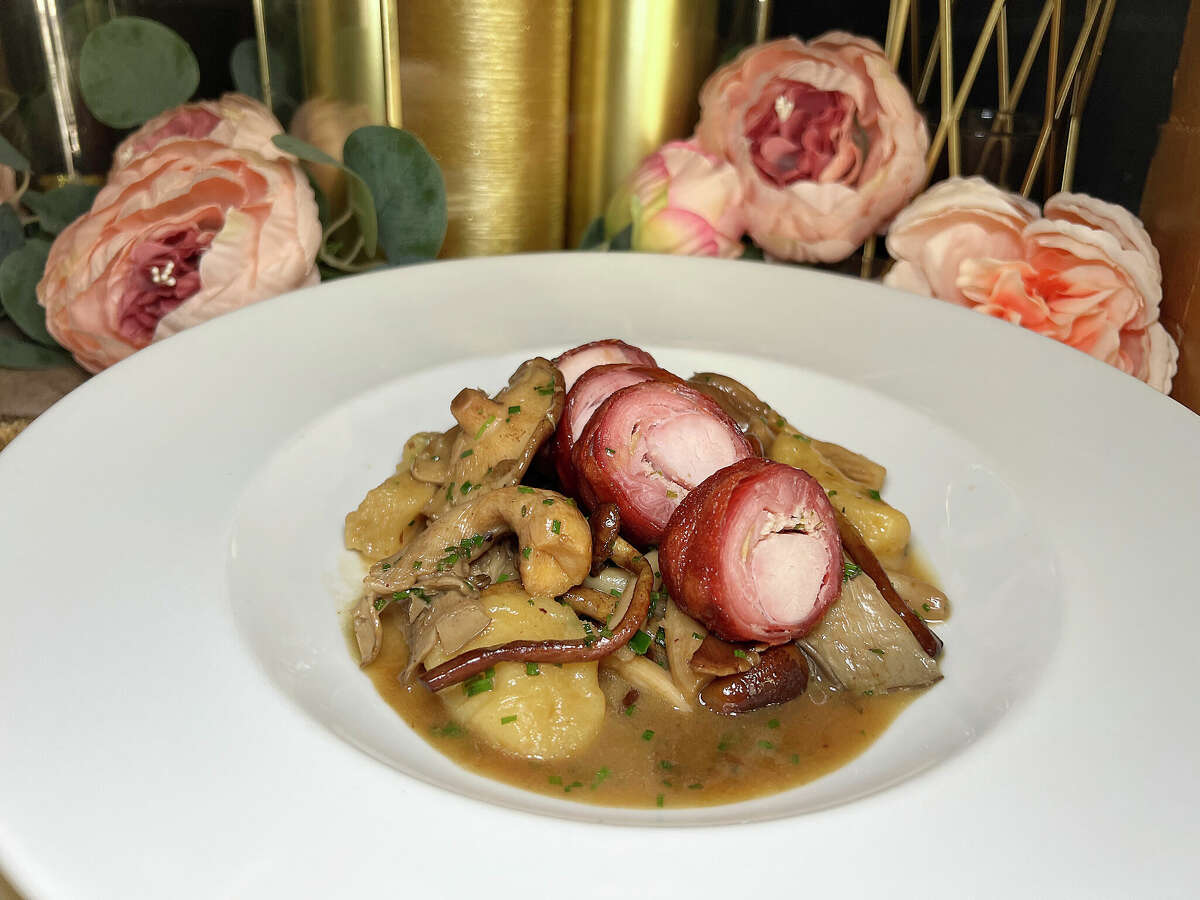 Saddle of rabbit with mushrooms and gnocchi is part of the new menu at Fig Tree Restaurant & Cocktails at La Villita on the River Walk. The restaurant is reopening with new ownership Oct. 5 after being closed for two years in the wake of the pandemic.
