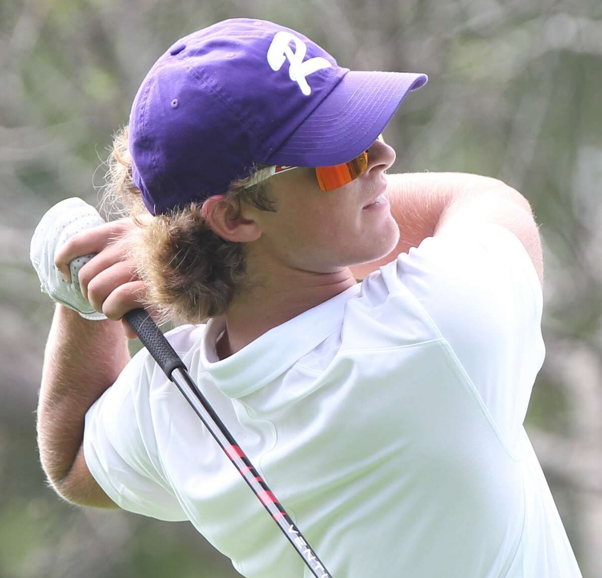 Routt's Conrad Charpentier watches a tee shot at the Rocket Invite last week.