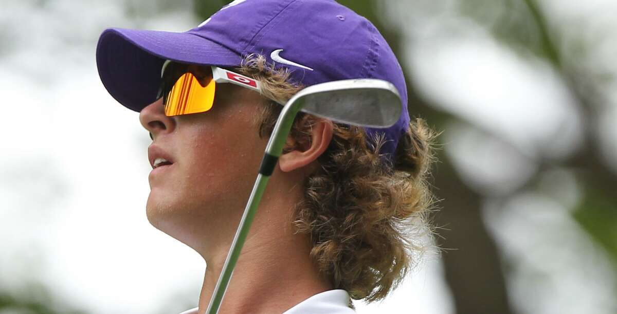 Routt's Conrad Charpentier watches a tee shot at the Rocket Invite last week.