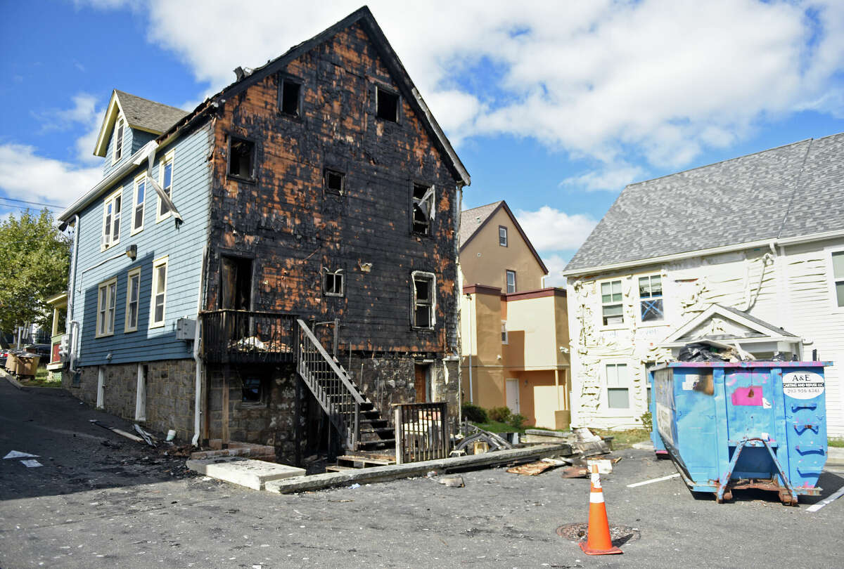 A home suffered major damage from a fire Wednesday night at 22 Fairfield Ave. in Stamford, Conn., photographed here Thursday, Sept. 29, 2022.