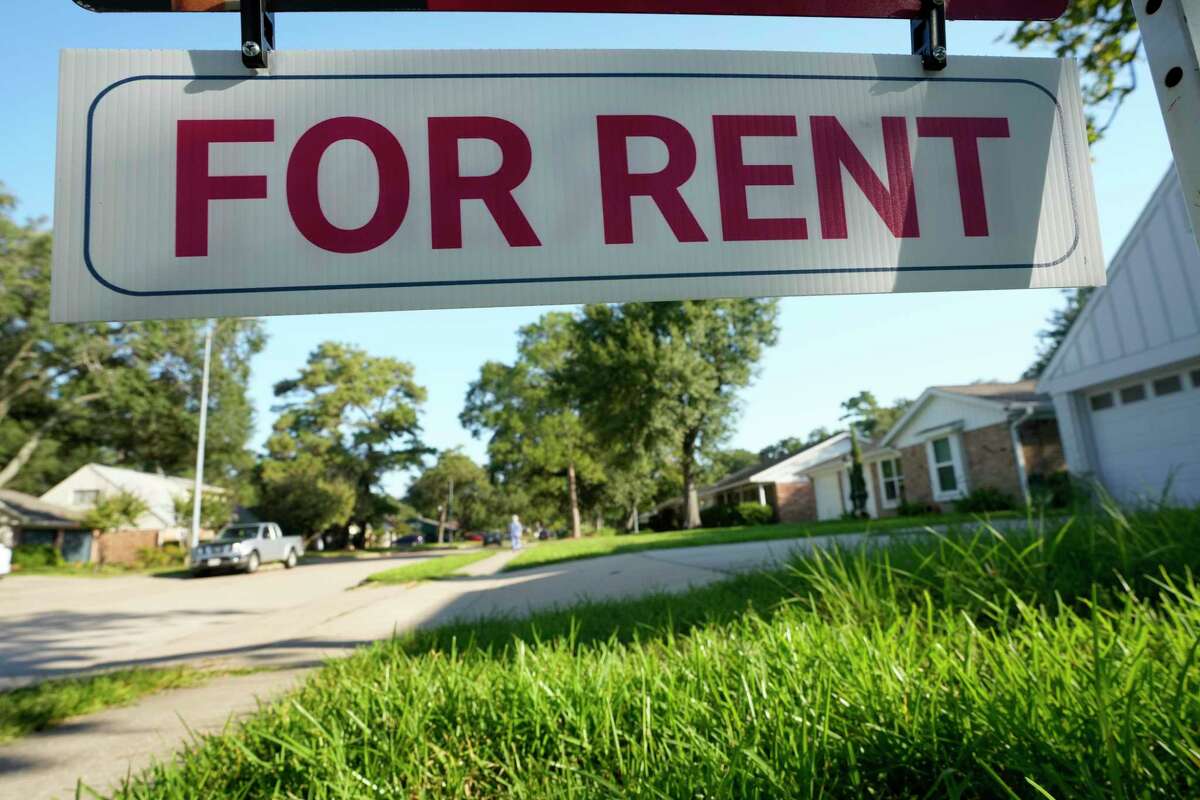 A for rent sign is shown at a home Thursday, Sept. 29, 2022, in Houston.