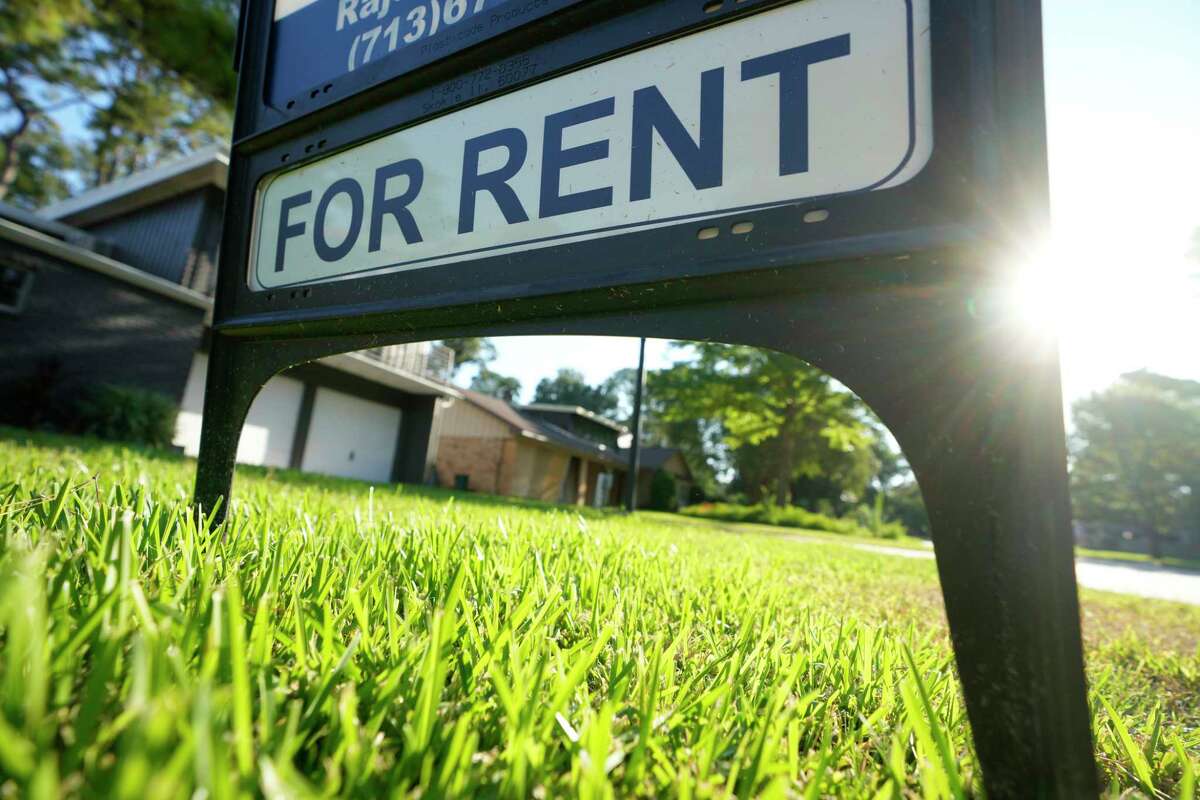 A for rent sign is shown at a home Thursday, Sept. 29, 2022, in Houston.