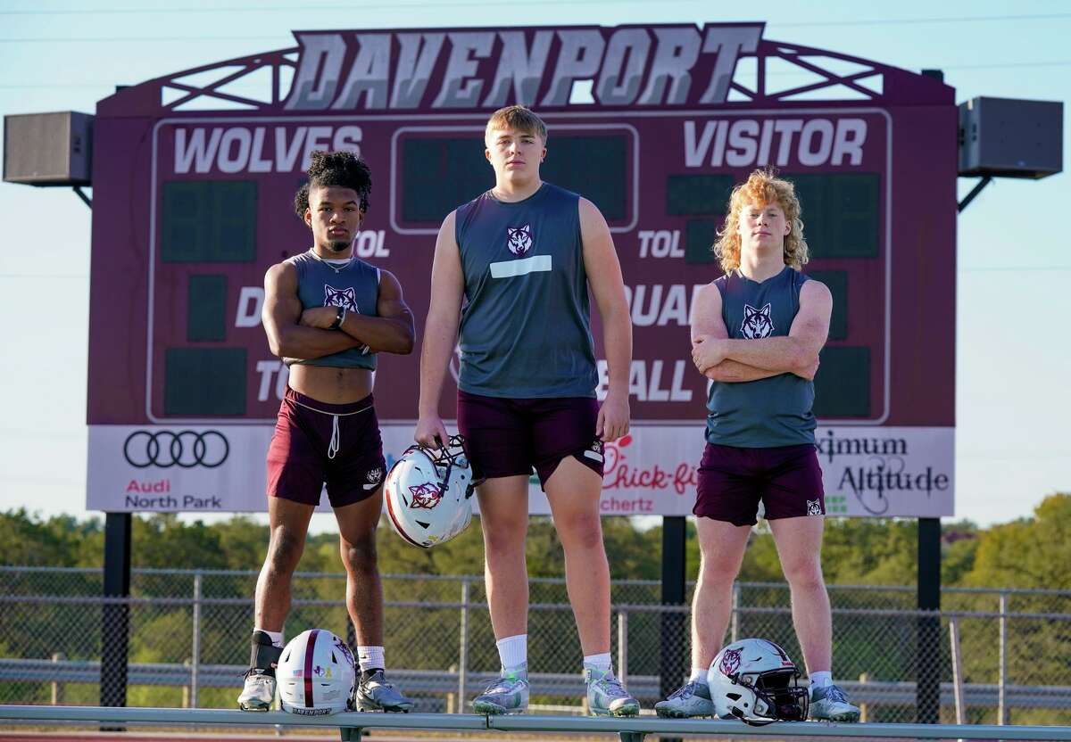 Shastin Golden, Carter Traynor, and Judge Erickson are third-year players on the three year-old Davenport High School football team. The team is undeafed at 4-0.