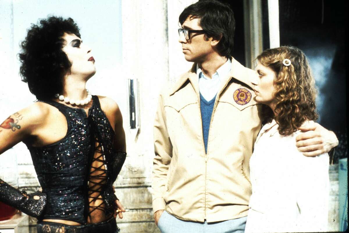 Actors Tim Curry, Barry Bostwick and Susan Sarandon in scene from movie "The Rocky Horror Picture Show" directed by Jim Sharman. 