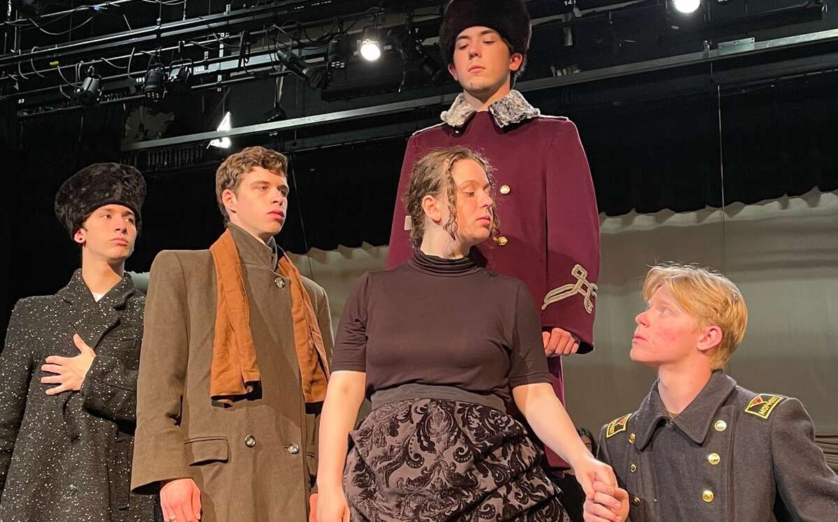 Friendswood High School's production of a condensed stage version of  "Anna Karenina" includes Robert Scully, left, Connor Adams, Gabriella McGregor, William Boone and Carter Hall.
