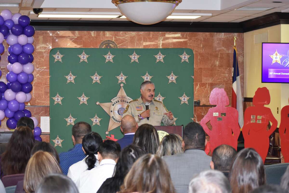 Pictured is Webb County Sheriff Martin Cuellar. Webb County leaders, local advocate organizations and the Sheriff’s Department proclaimed October as Domestic Violence Awareness Month during an event Wednesday, Sept. 28, 2022.