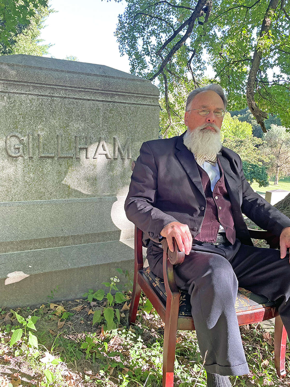 Mitchell Horsley (Edwardsville High School Class of 1972) is the voice of Ryderus Clark Gillham Jr. for "Voices of Our Past" on Oct, 8 at Woodlawn Cemetery in Edwardsville.