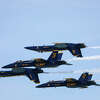 The U.S. Navy's Blue Angels perform at the Bethpage Airshow over Jones Beach in New York in 2022.