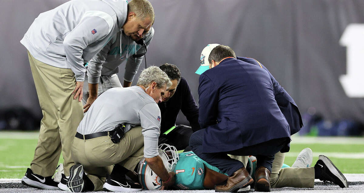 Miami Dolphins quarterback Tua Tagovailoa stretchered off