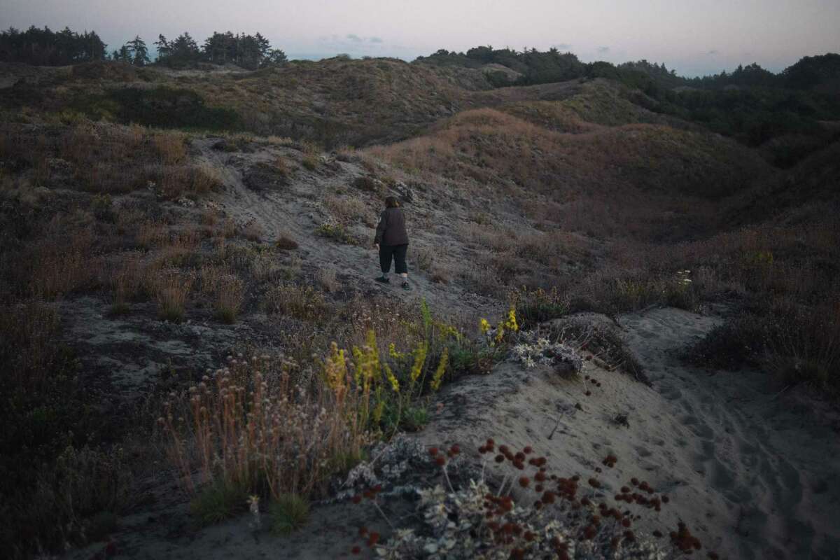 Andrea Pickart of the U.S. Fish and Wildlife Service walks the Lanphere Dunes in Arcata (Humboldt County). For nearly 40 years, Pickart has worked to restore native plants to the dunes in the Manila area of Humboldt Bay.