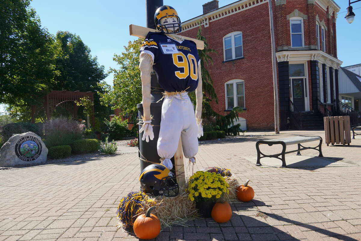 Scarecrows are lining the streets of Bad Axe in preparation for the scarecrow decorating contest which will have the winners announced at 2 p.m. in Bad Axe City Park during the Fall Frenzy.