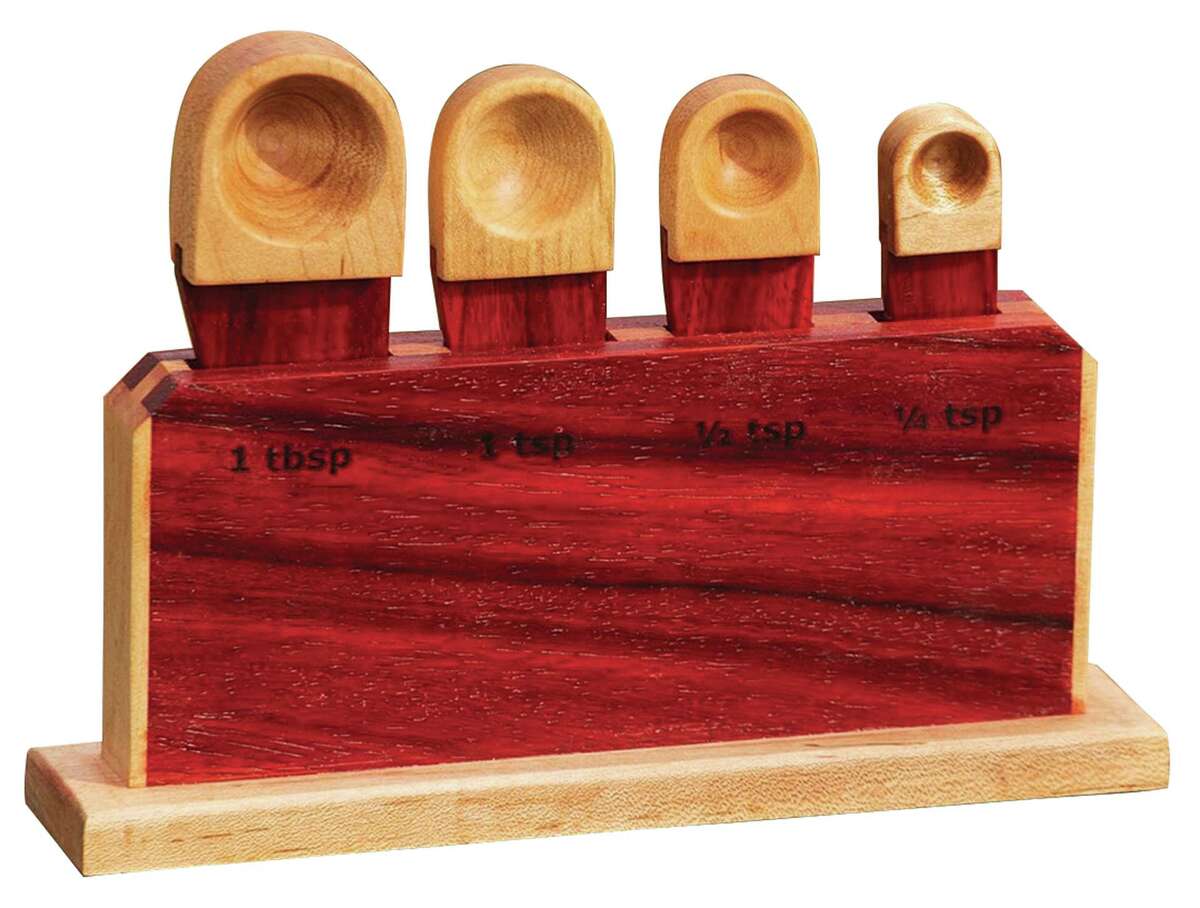 Wood measuring spoons and stand from Terrence Tougas, available at MineHill Woodworks in New Milford
