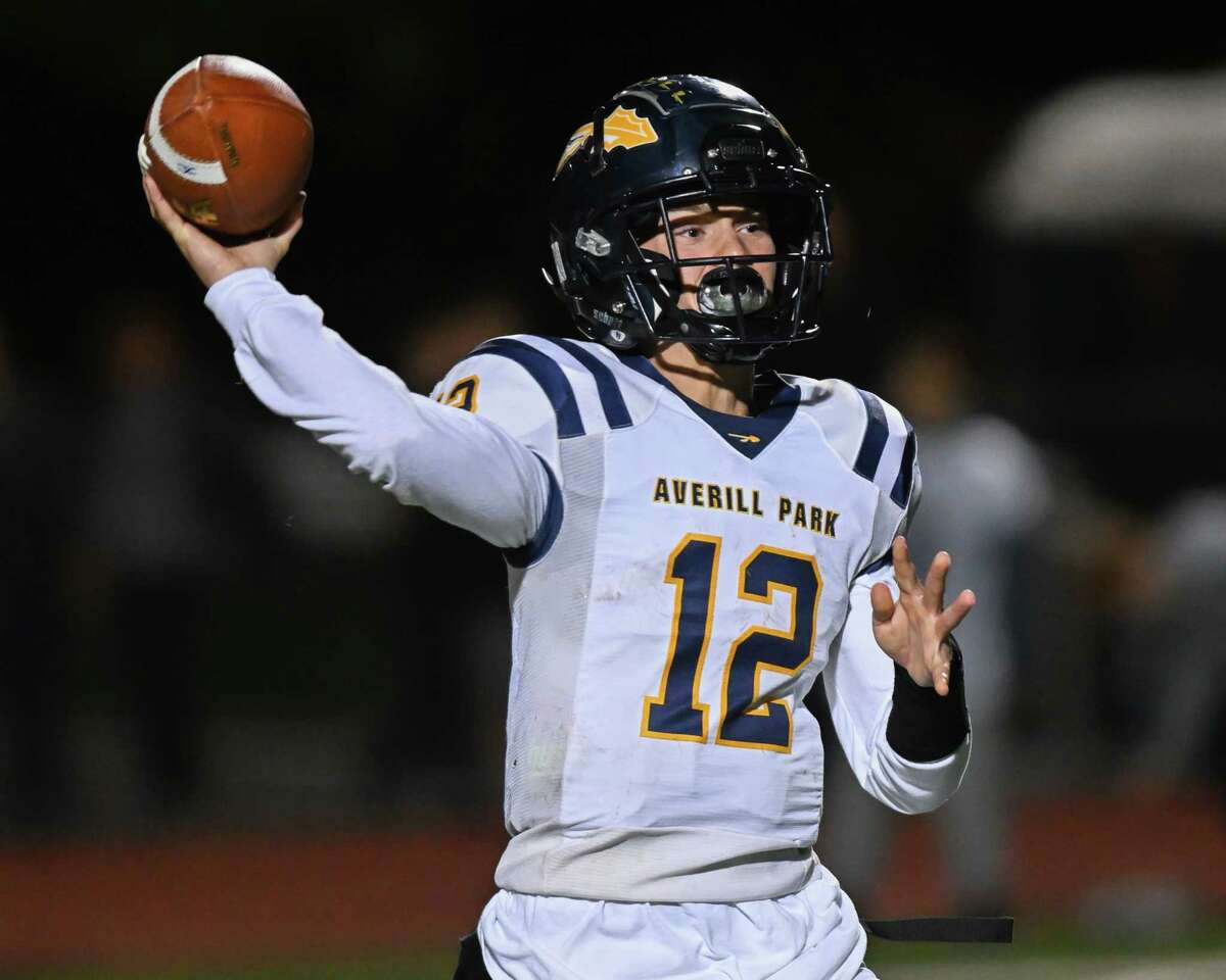 Averill Park quarterback Nicholas Galuski passes the ball during a game against Troy. Until this season, Galuski was primarily a wide receiver.