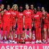 Gold medalists the United States celebrate on the podium after defeating China in the final at the women's Basketball World Cup in Sydney, Australia, Saturday, Oct. 1, 2022.