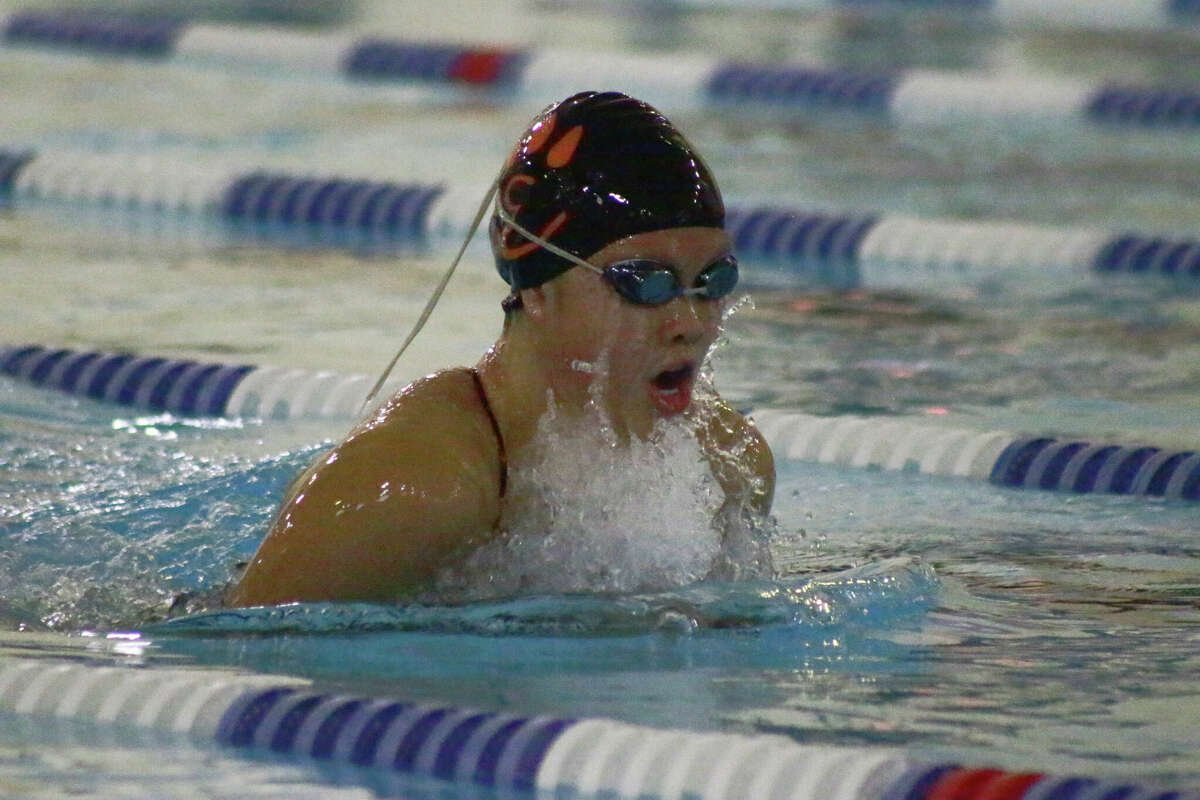 Karis Chen had a personal-record time of 1:07.68 in the 100-yard breaststroke on Saturday at the Chuck Fruit Aquatic Center. 
